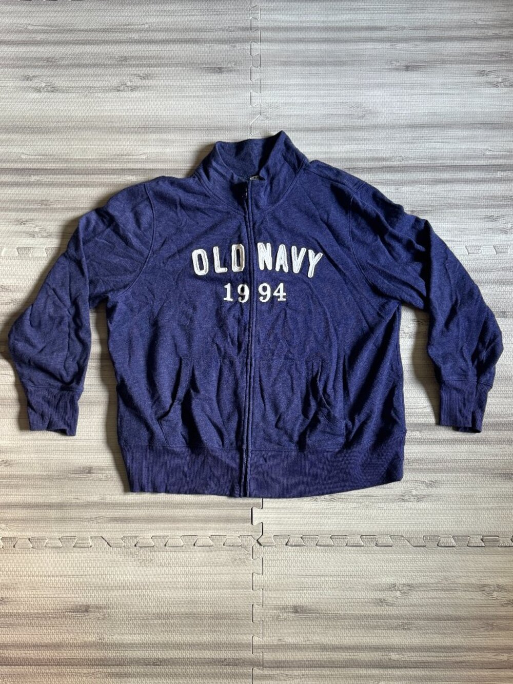Old Navy Blue Heather Full-Zip Mock Neck Sweatshirt